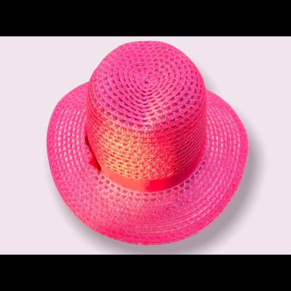 Fedora Raffia Hat Straw Beach Women’s Red Grosgrain Ribbon Vintage Accessory - Picture 7 of 9